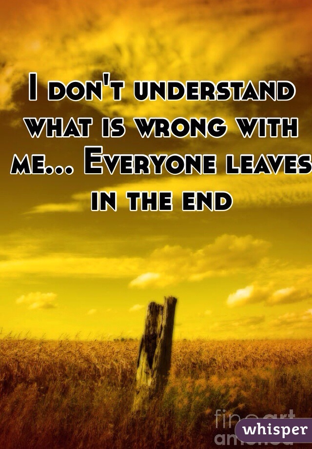 I don't understand what is wrong with me... Everyone leaves in the end