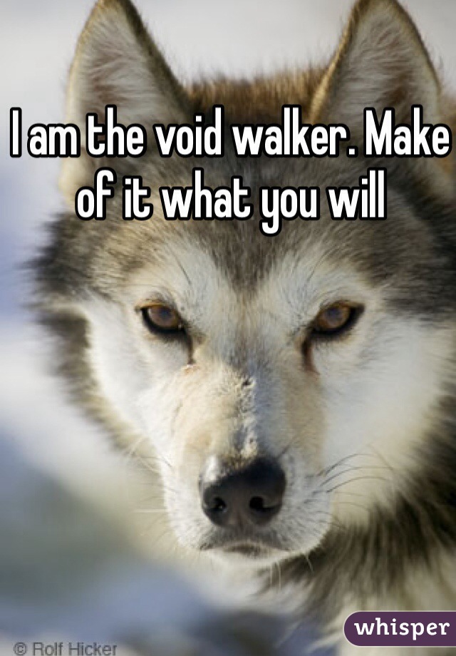 I am the void walker. Make of it what you will
