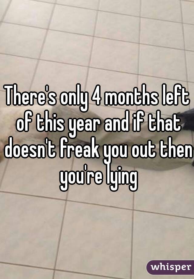 There's only 4 months left of this year and if that doesn't freak you out then you're lying