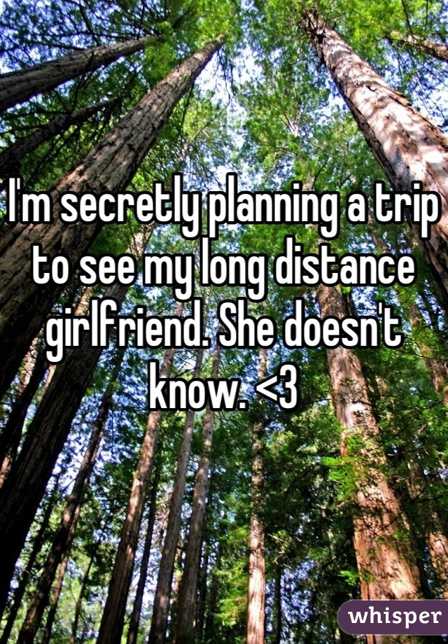 I'm secretly planning a trip to see my long distance girlfriend. She doesn't know. <3