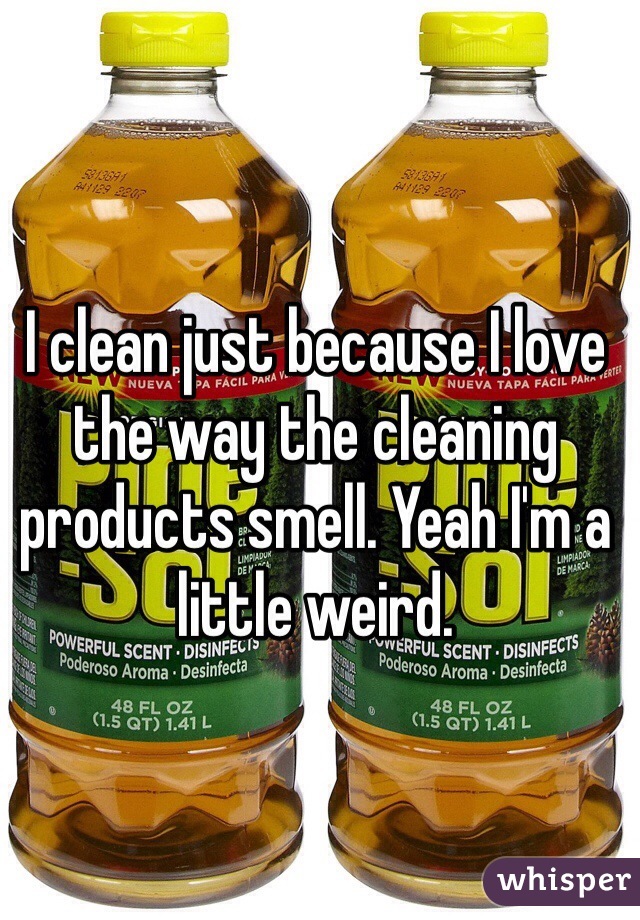 I clean just because I love the way the cleaning products smell. Yeah I'm a little weird. 
