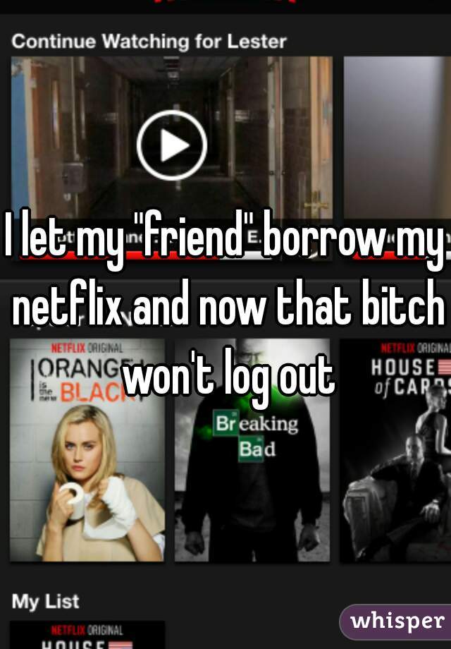 I let my "friend" borrow my netflix and now that bitch won't log out