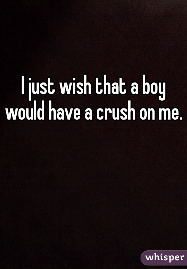 I just wish that a boy would have a crush on me. 