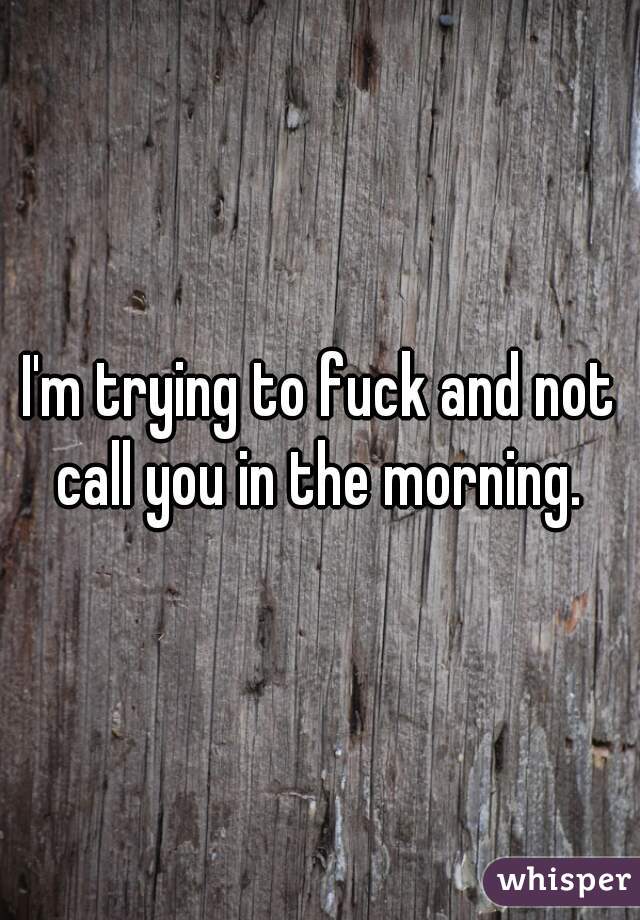 I'm trying to fuck and not call you in the morning. 