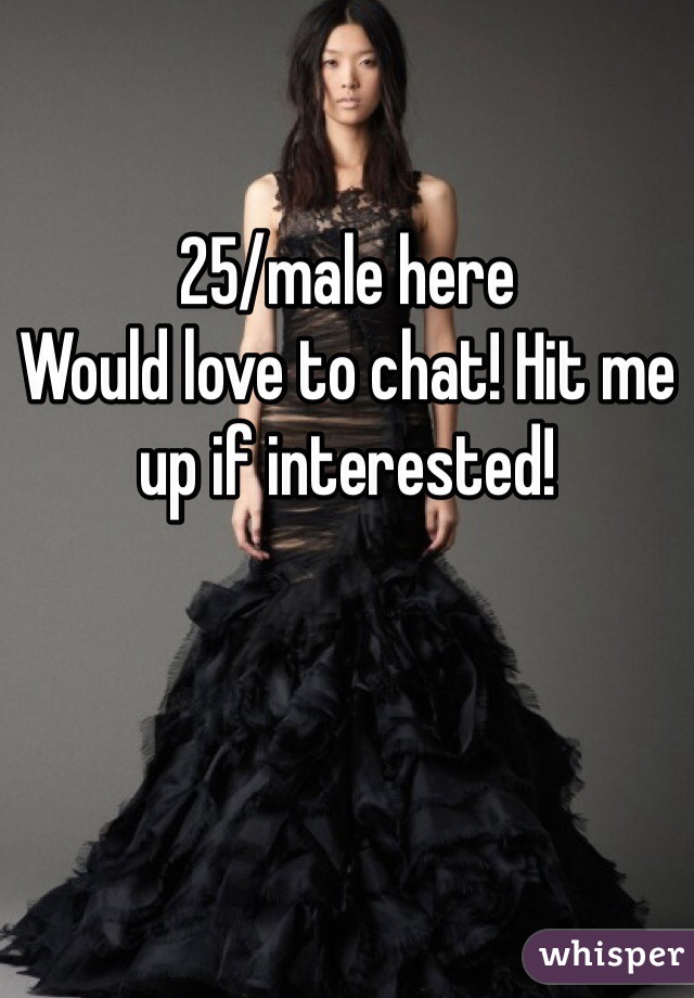 25/male here 
Would love to chat! Hit me up if interested!