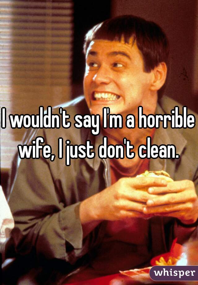 I wouldn't say I'm a horrible wife, I just don't clean. 