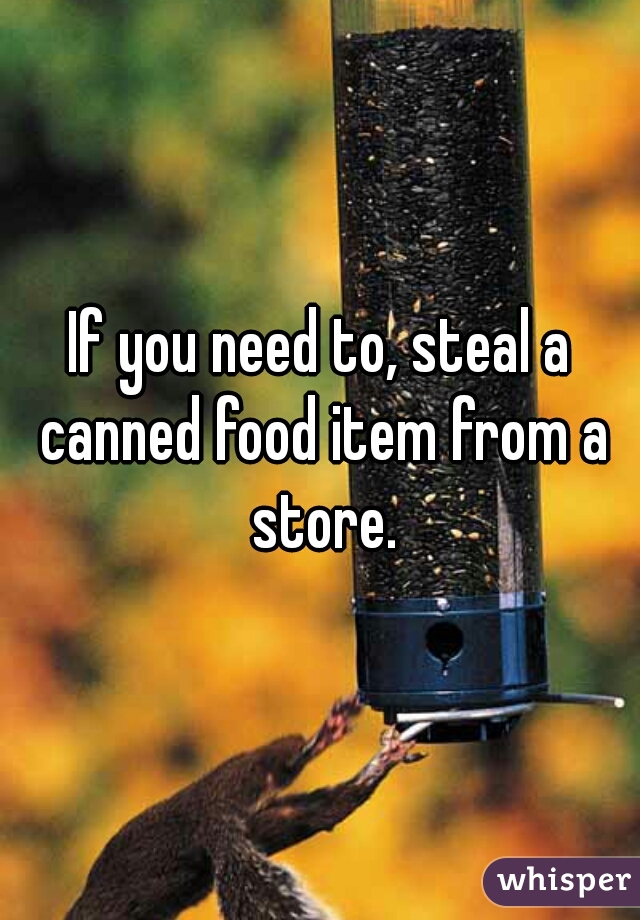 If you need to, steal a canned food item from a store.