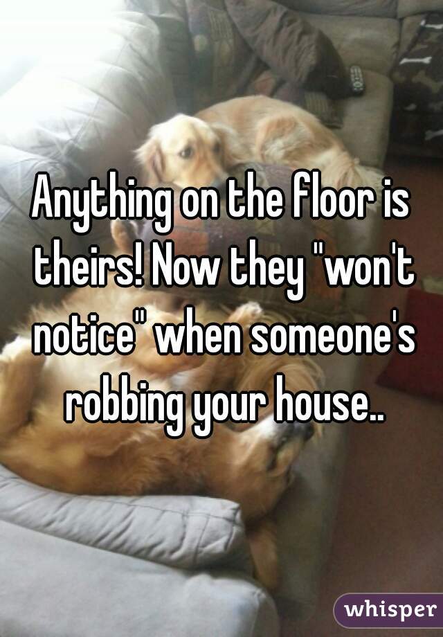 Anything on the floor is theirs! Now they "won't notice" when someone's robbing your house..