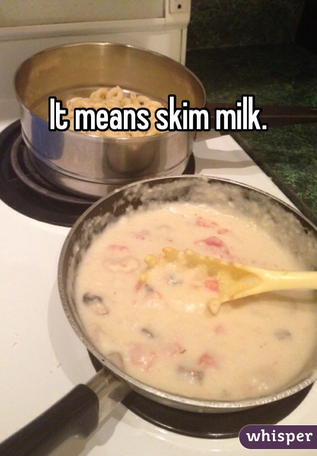 It means skim milk. 