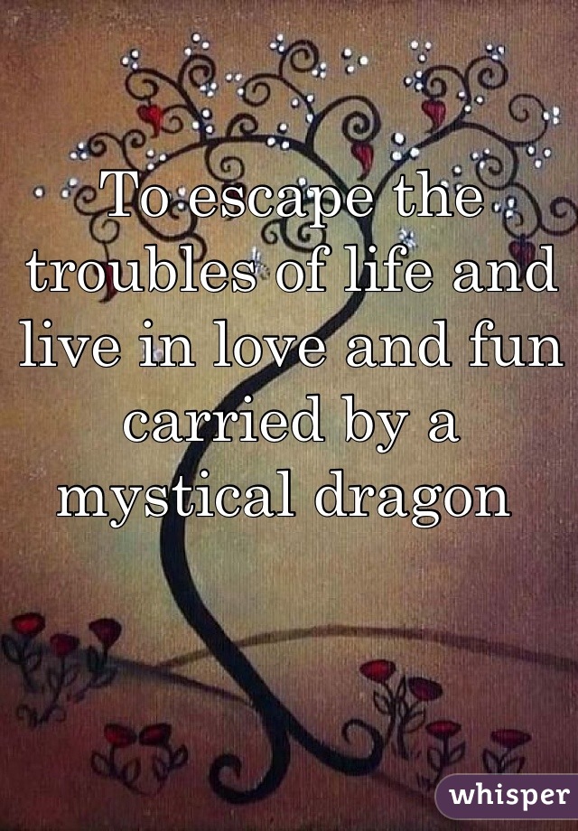 To escape the troubles of life and live in love and fun carried by a mystical dragon 