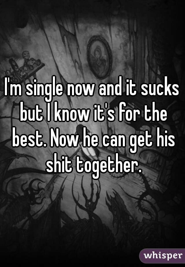 I'm single now and it sucks but I know it's for the best. Now he can get his shit together.