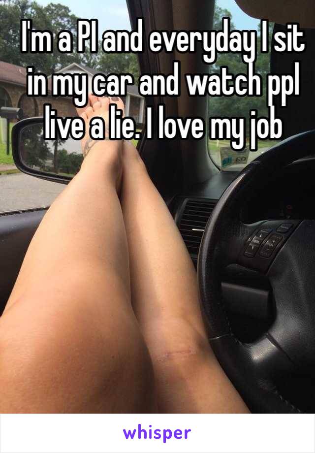 I'm a PI and everyday I sit in my car and watch ppl live a lie. I love my job 