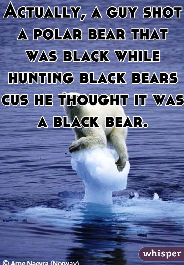 Actually, a guy shot a polar bear that was black while hunting black bears cus he thought it was a black bear.