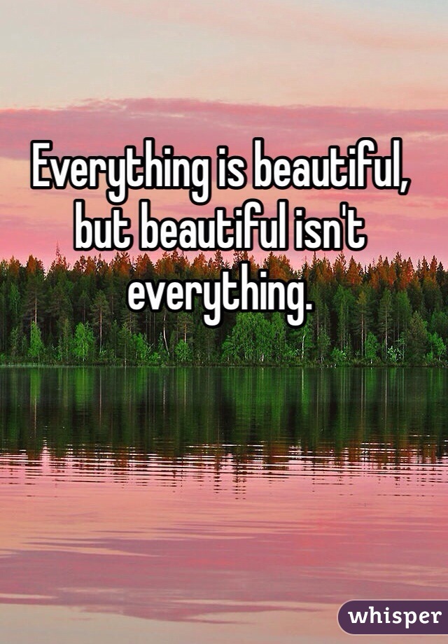 Everything is beautiful, but beautiful isn't everything. 