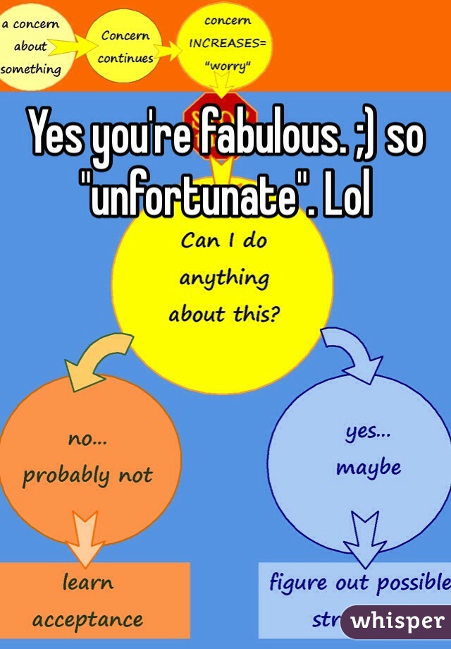 Yes you're fabulous. ;) so "unfortunate". Lol