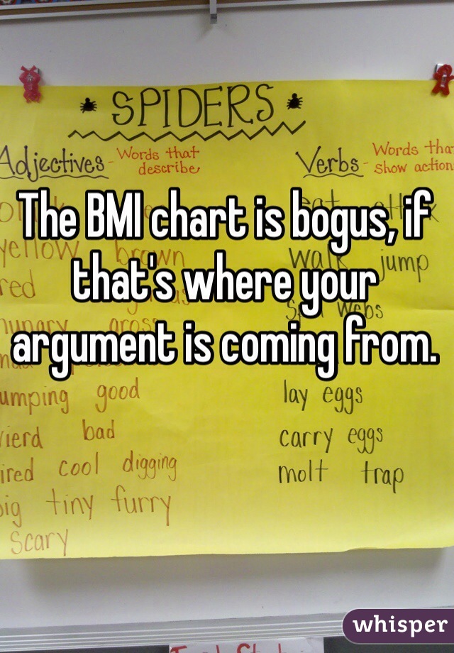 The BMI chart is bogus, if that's where your argument is coming from.