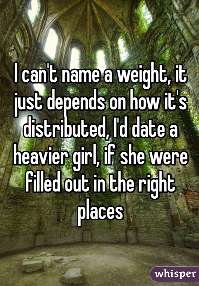 I can't name a weight, it just depends on how it's distributed, I'd date a heavier girl, if she were filled out in the right places