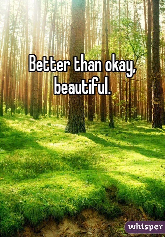 Better than okay, beautiful. 