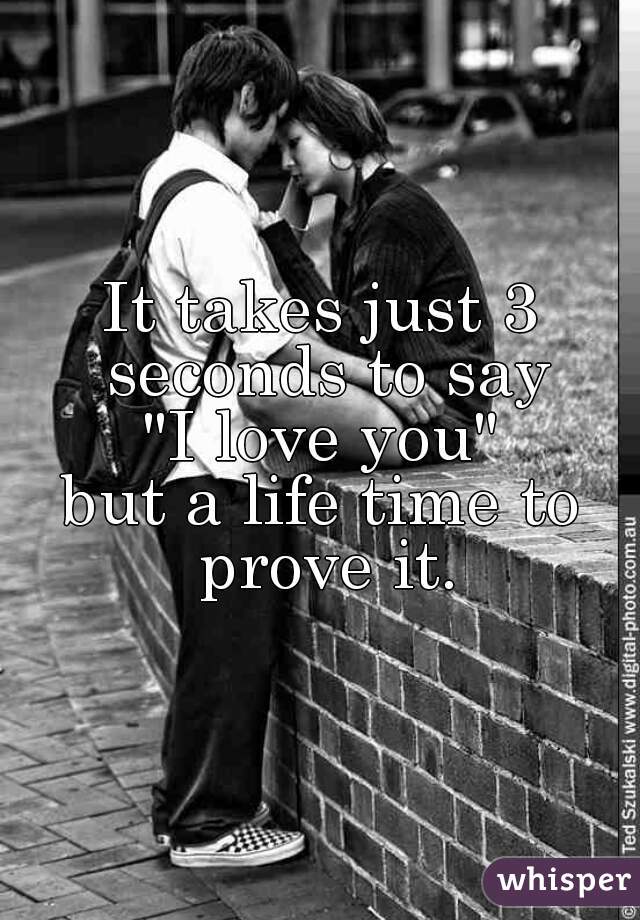 It takes just 3 seconds to say
 "I love you" 
but a life time to prove it.