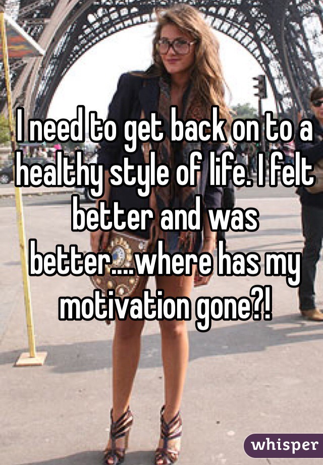 I need to get back on to a healthy style of life. I felt better and was better....where has my motivation gone?!