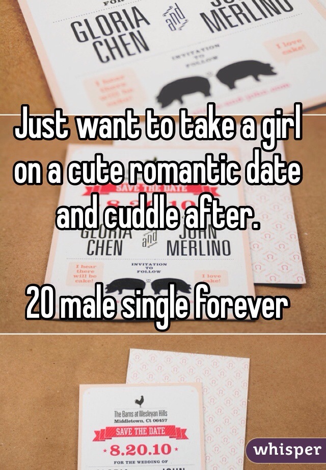 Just want to take a girl on a cute romantic date and cuddle after. 

20 male single forever 