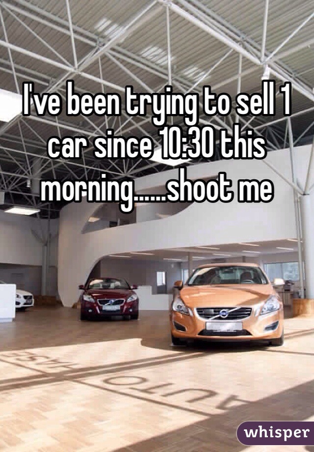 I've been trying to sell 1 car since 10:30 this morning......shoot me