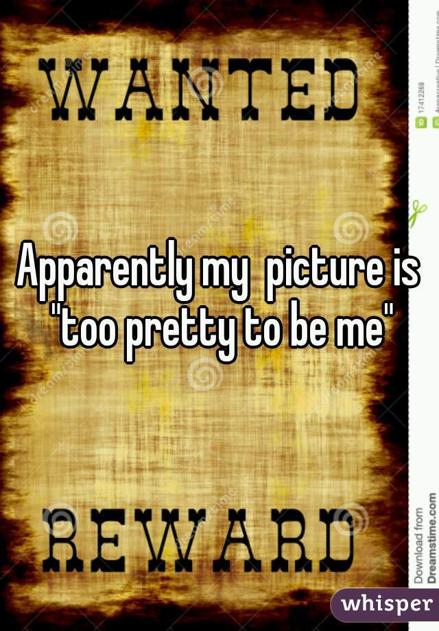 Apparently my  picture is "too pretty to be me"