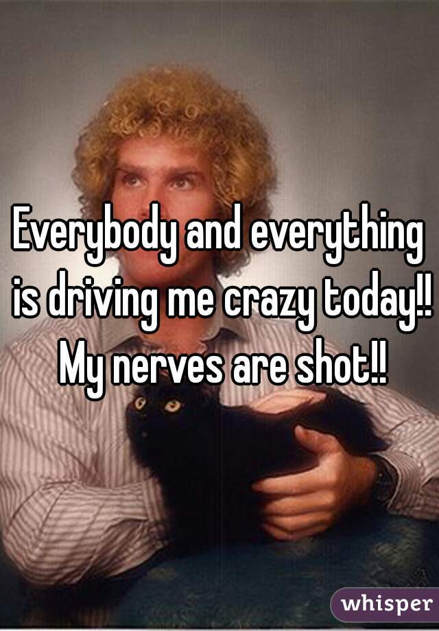 Everybody and everything is driving me crazy today!! My nerves are shot!!