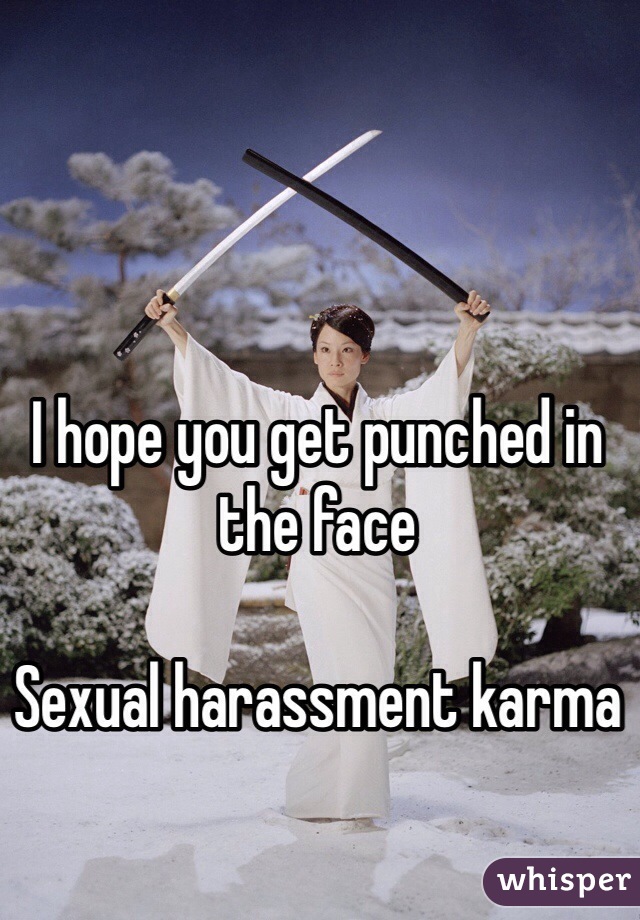 I hope you get punched in the face

Sexual harassment karma