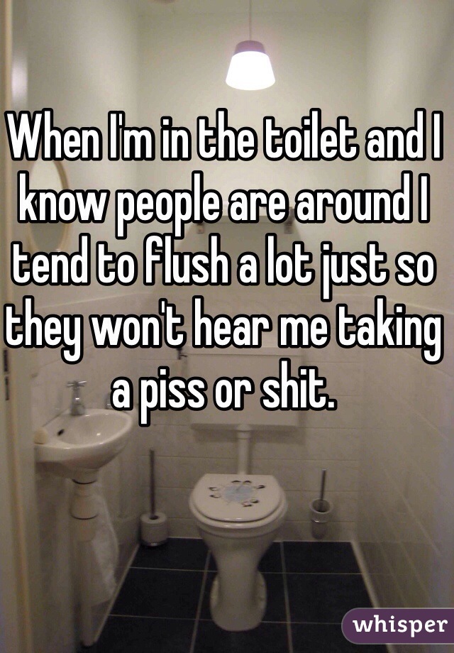 When I'm in the toilet and I know people are around I tend to flush a lot just so they won't hear me taking a piss or shit. 