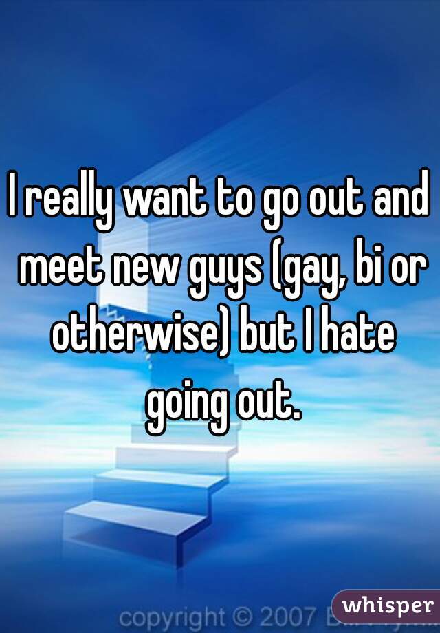 I really want to go out and meet new guys (gay, bi or otherwise) but I hate going out.