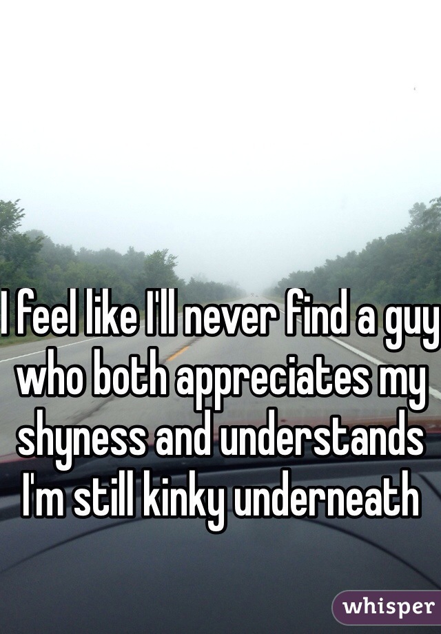I feel like I'll never find a guy who both appreciates my shyness and understands I'm still kinky underneath