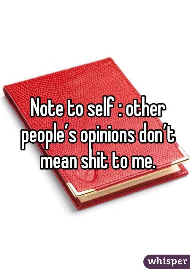 Note to self : other people’s opinions don’t mean shit to me. 