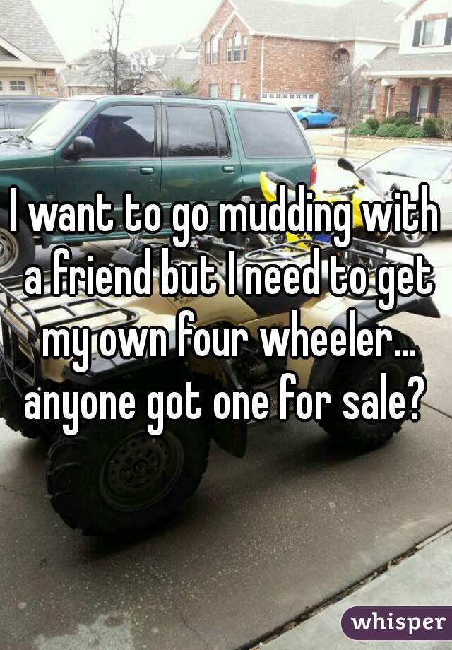 I want to go mudding with a friend but I need to get my own four wheeler... anyone got one for sale? 