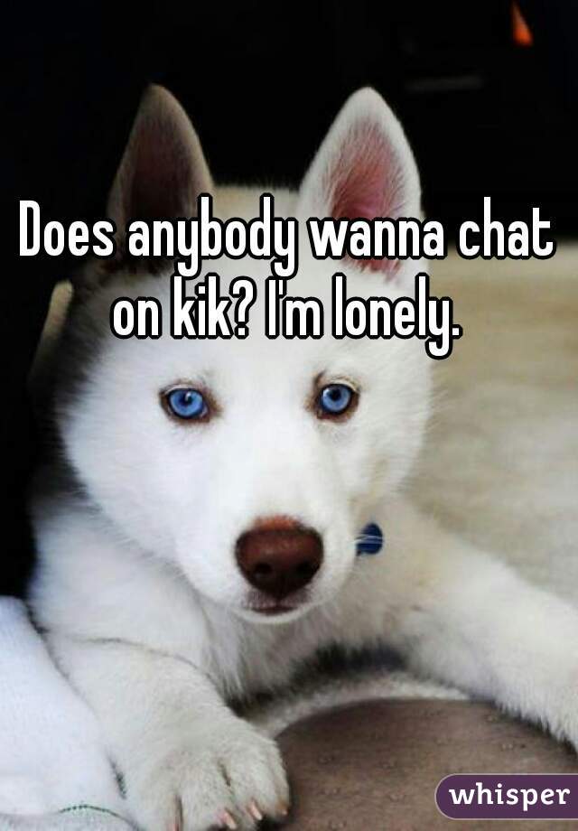 Does anybody wanna chat on kik? I'm lonely. 