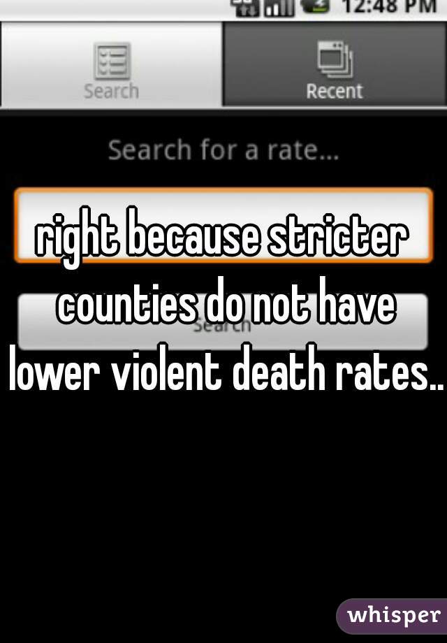right because stricter counties do not have lower violent death rates...