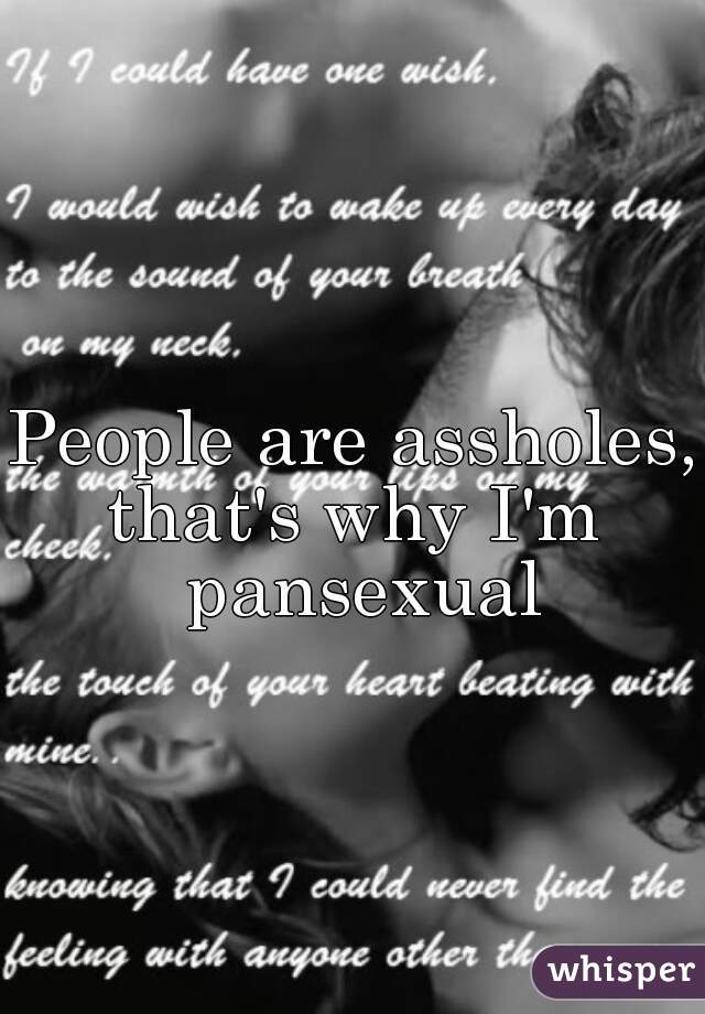 People are assholes, 
that's why I'm pansexual

