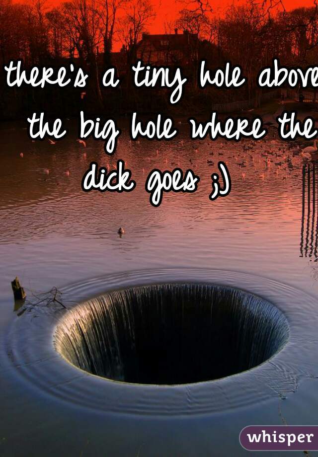 there's a tiny hole above the big hole where the dick goes ;)  