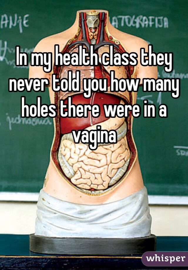 In my health class they never told you how many holes there were in a vagina