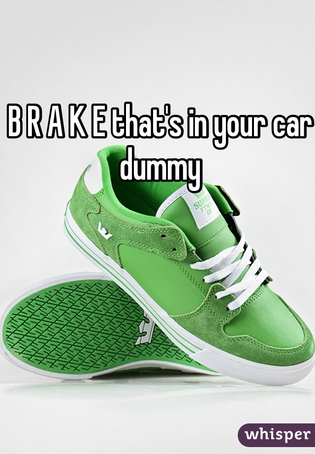 B R A K E that's in your car dummy