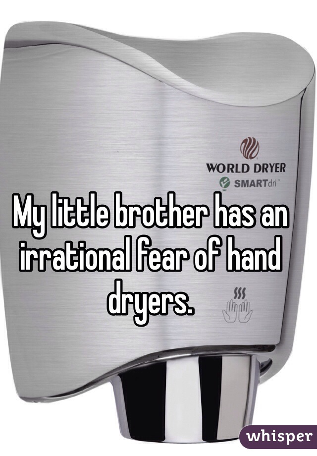 My little brother has an irrational fear of hand dryers.