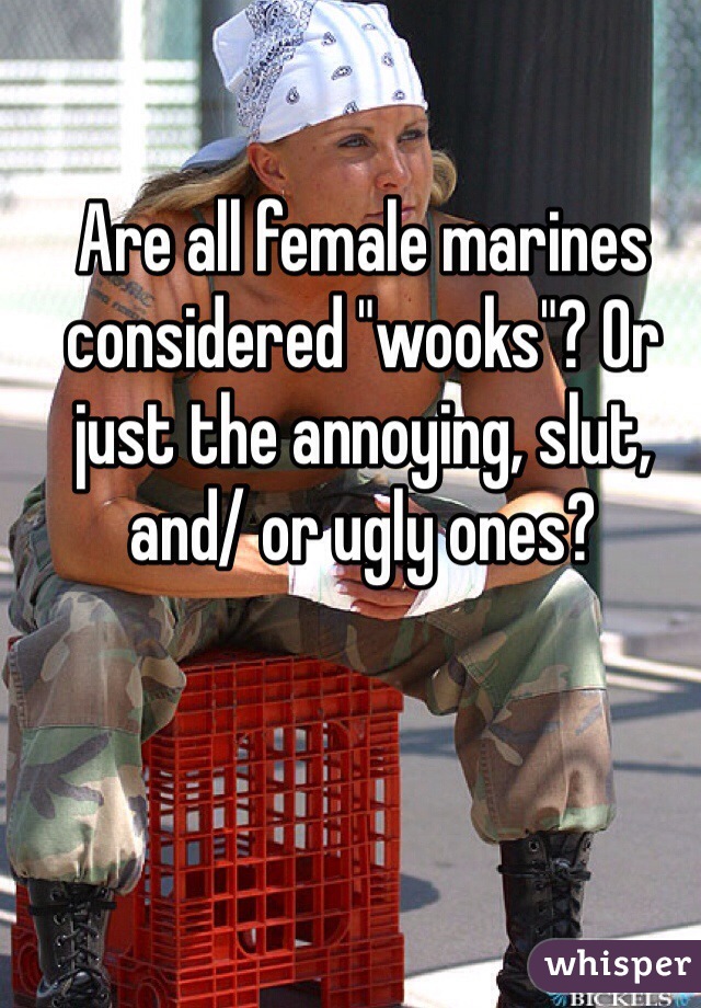 Are all female marines considered "wooks"? Or just the annoying, slut, and/ or ugly ones? 