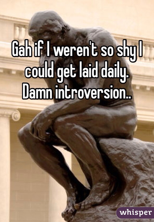 Gah if I weren't so shy I could get laid daily. 
Damn introversion..
