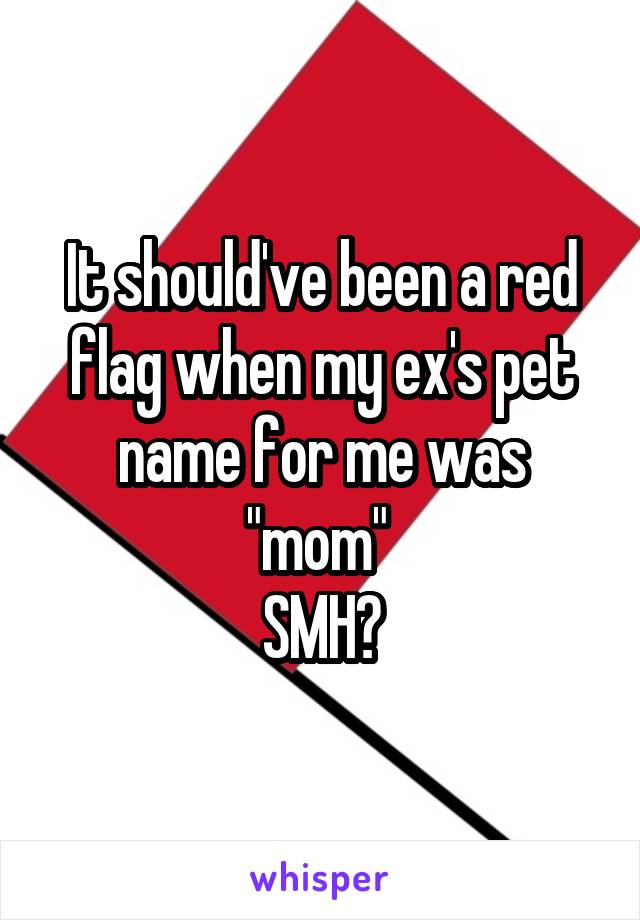 It should've been a red flag when my ex's pet name for me was "mom" 
SMH😫