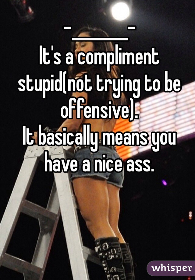 -________-
It's a compliment stupid(not trying to be offensive).
It basically means you have a nice ass.