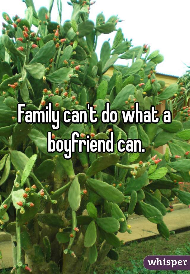 Family can't do what a boyfriend can.