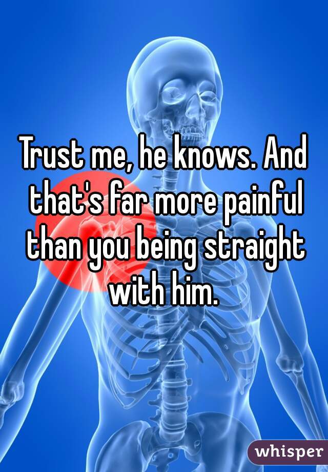 Trust me, he knows. And that's far more painful than you being straight with him. 