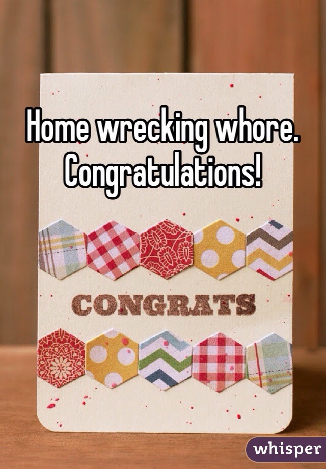 Home wrecking whore. Congratulations!