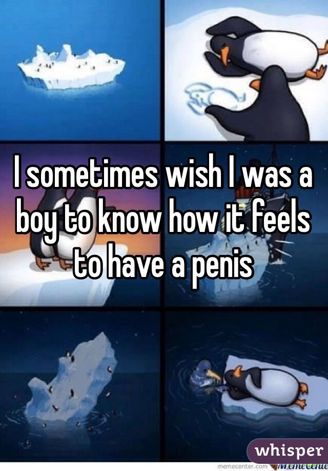 I sometimes wish I was a boy to know how it feels to have a penis 