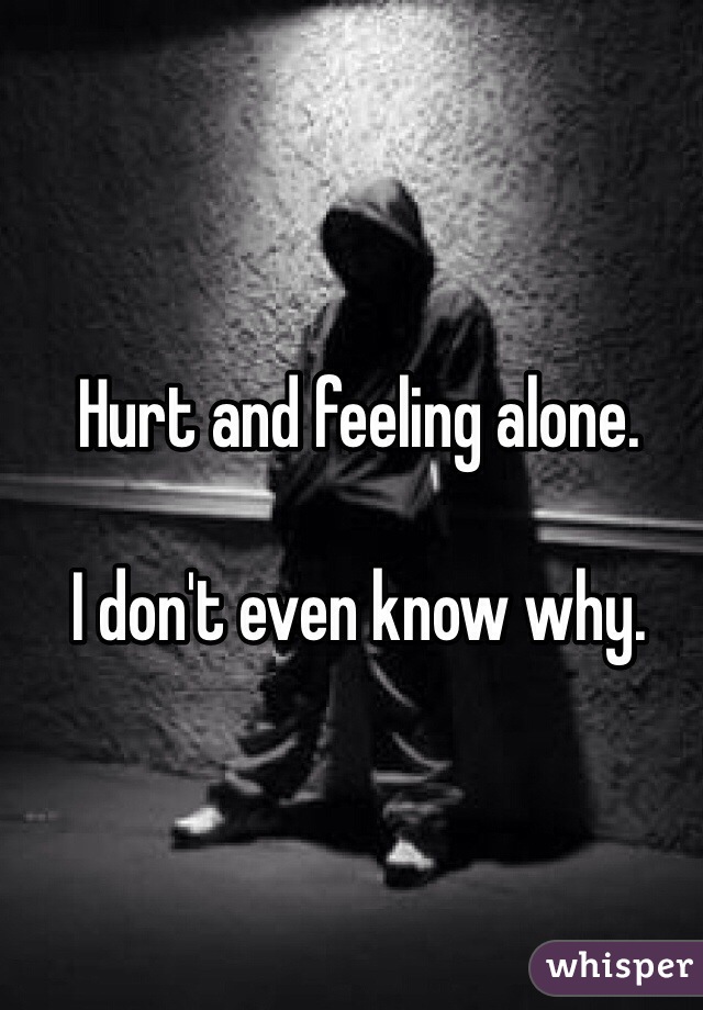 Hurt and feeling alone. 

I don't even know why. 
